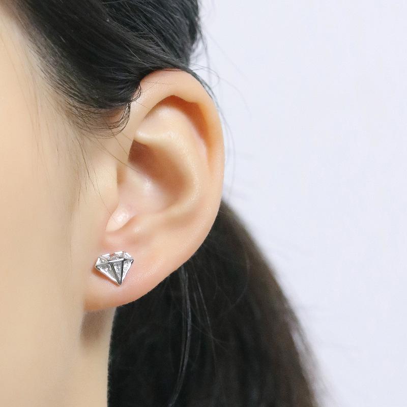 Diamond Sterling Silver Stud Earrings Shineofidamond