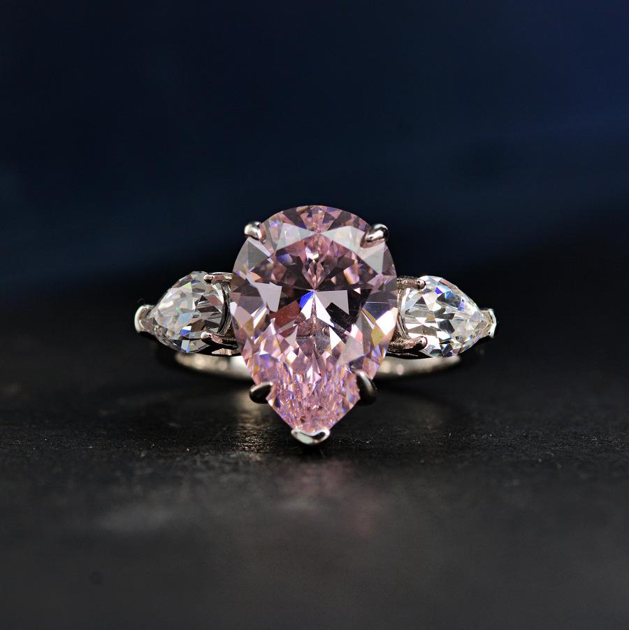 Classic Pear Cut Three Stones Sterling Silver Engagement Ring shineofdiamond