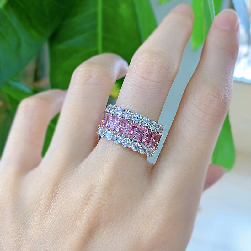 Gorgeous Triple Row Wedding Band in Sterling Silver shineofdiamond
