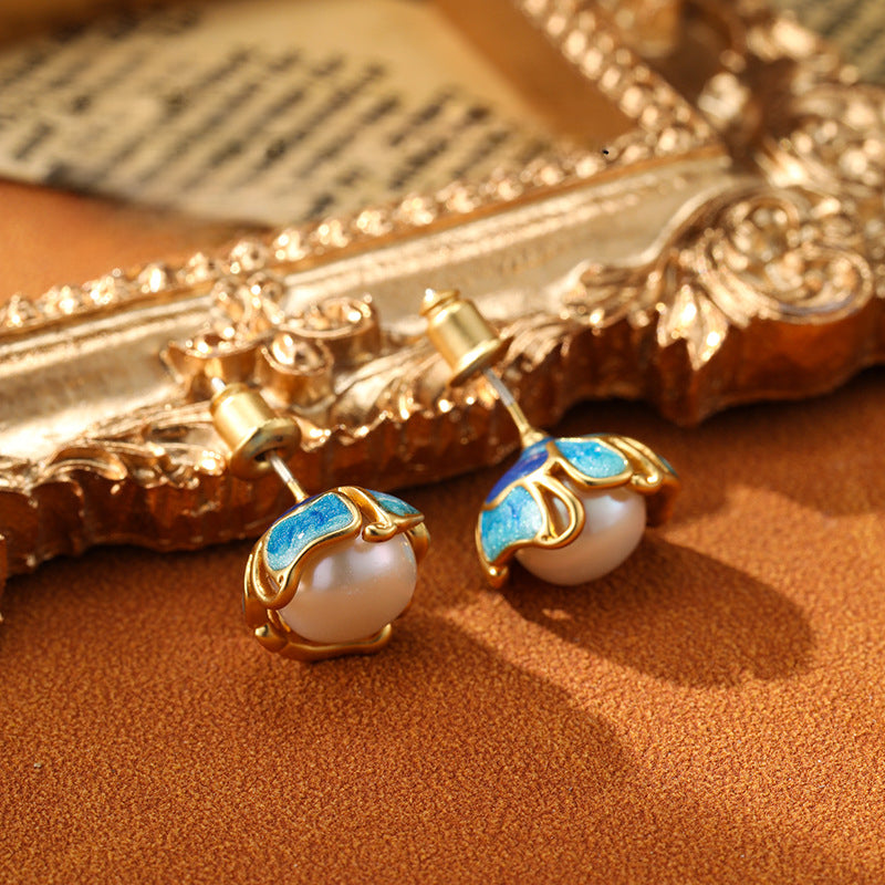 Luxury Vintage Flower Enamel Heart Earrings Carly Jewelry