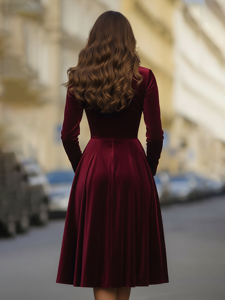 Burgundy Velvet Blazer Midi Dress XYS