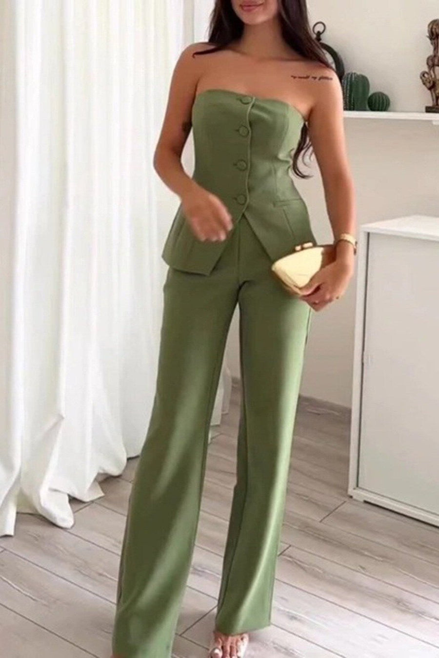 Aria™ | Strapless Buttoned Two-Piece Set