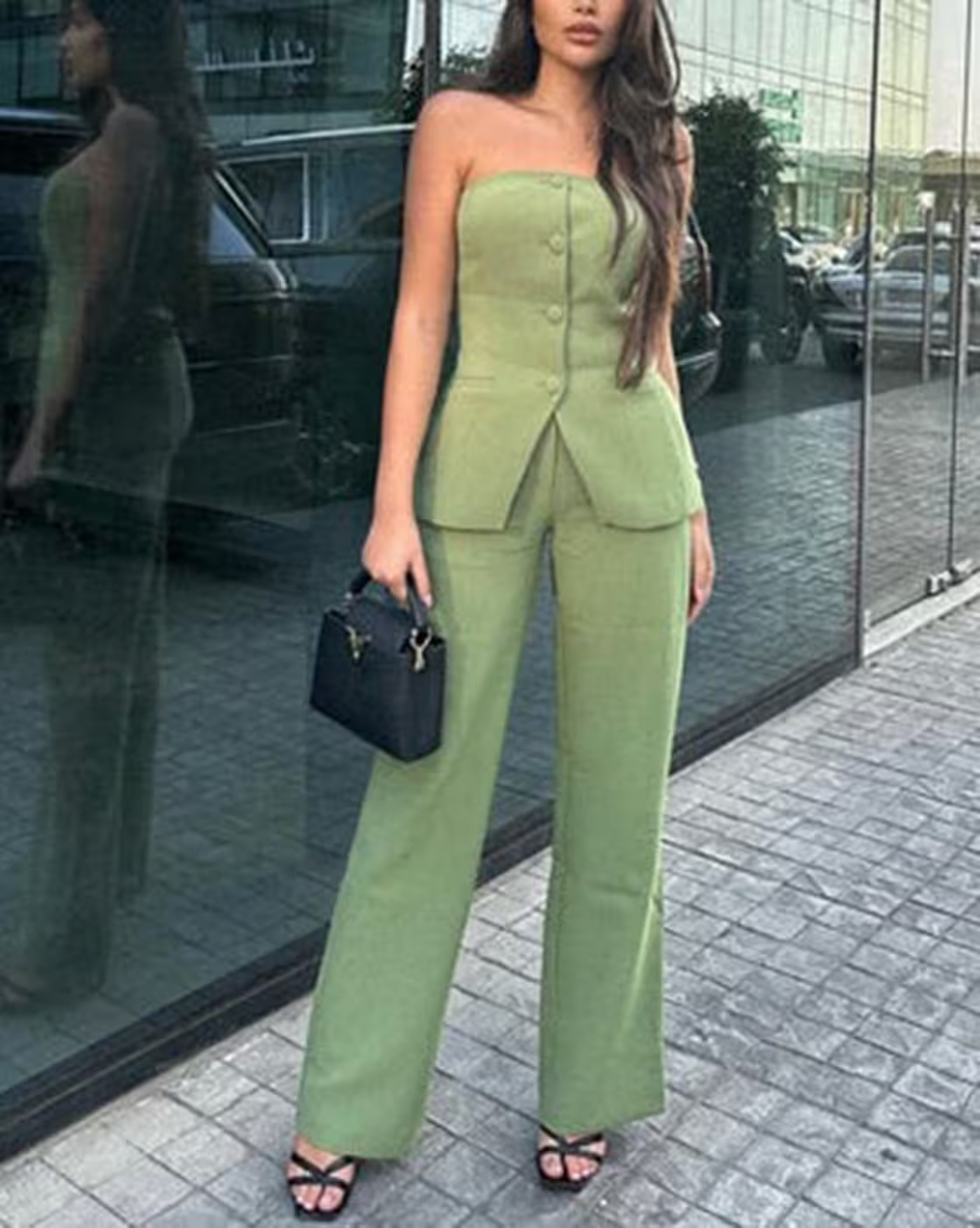 Aria™ | Strapless Buttoned Two-Piece Set