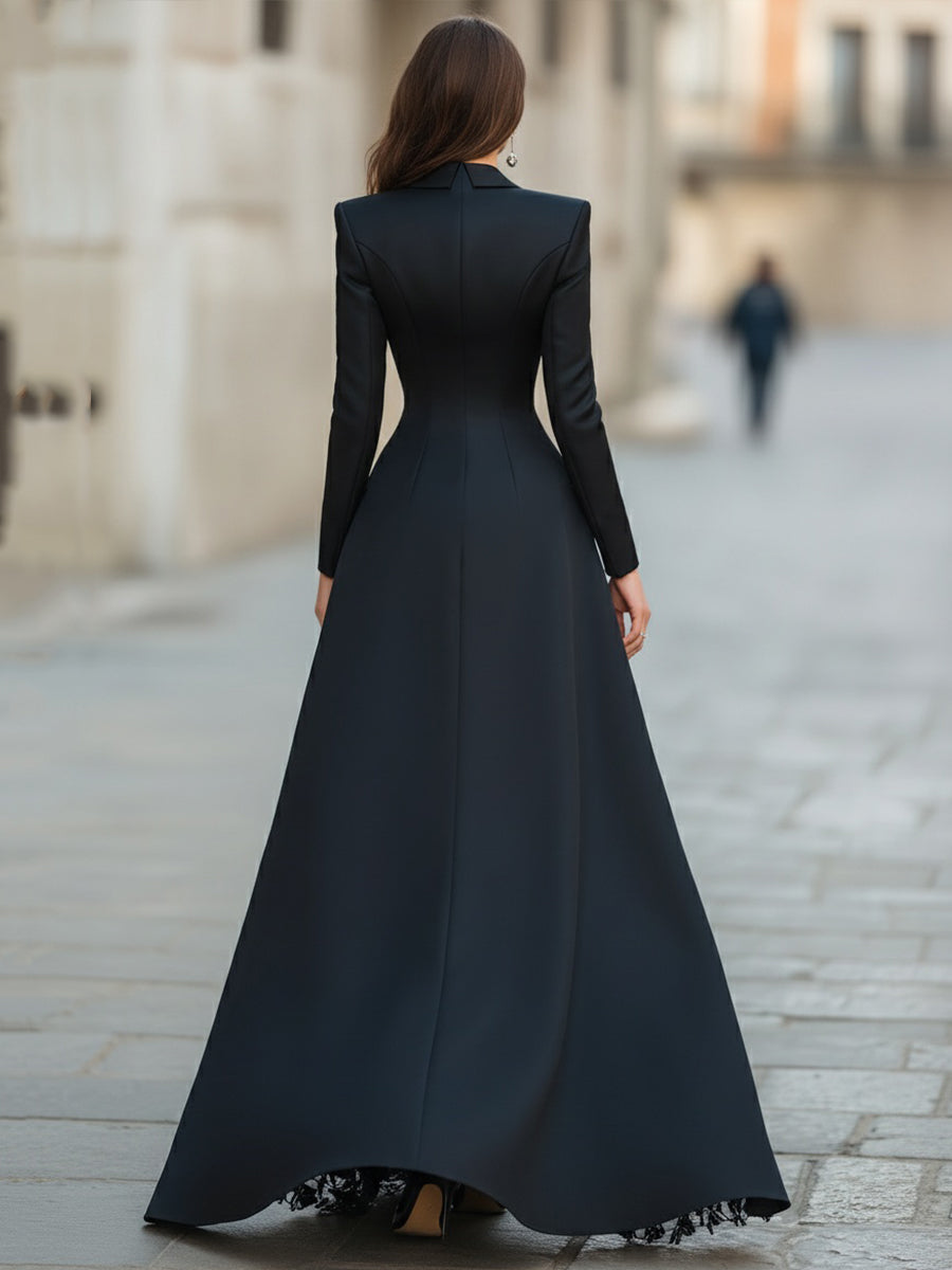 Elegant Tailored Blazer Panel Lace Gown Set HWT