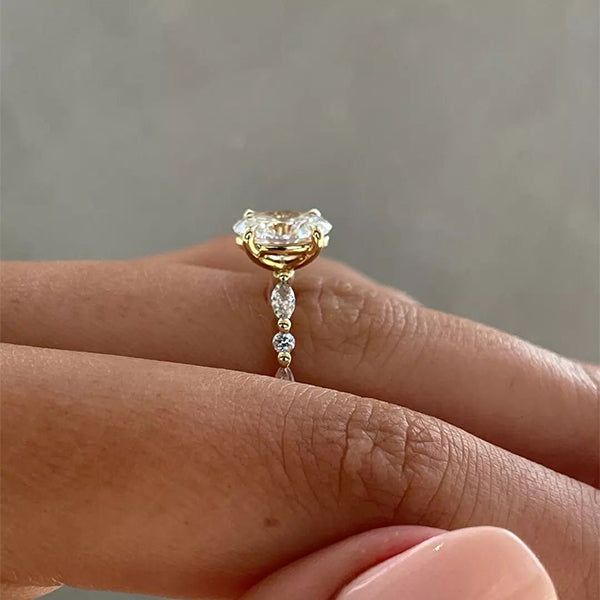 Unique Oval Cut Sterling Silver Engagement Ring Shineofidamond