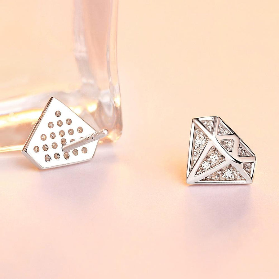 Diamond Sterling Silver Stud Earrings Shineofidamond