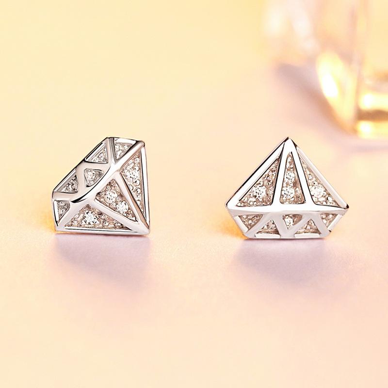 Diamond Sterling Silver Stud Earrings Shineofidamond