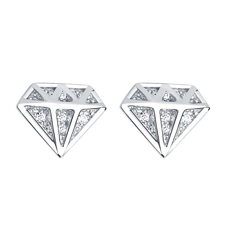 Diamond Sterling Silver Stud Earrings Shineofidamond