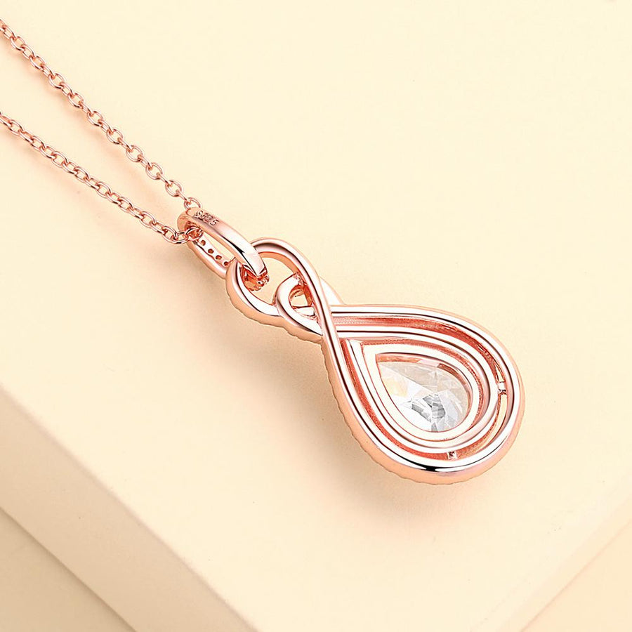 Halo Pear Cut Infinity Pendant Necklace Shineofidamond