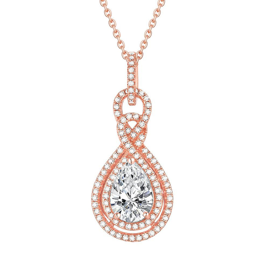 Halo Pear Cut Infinity Pendant Necklace Shineofidamond