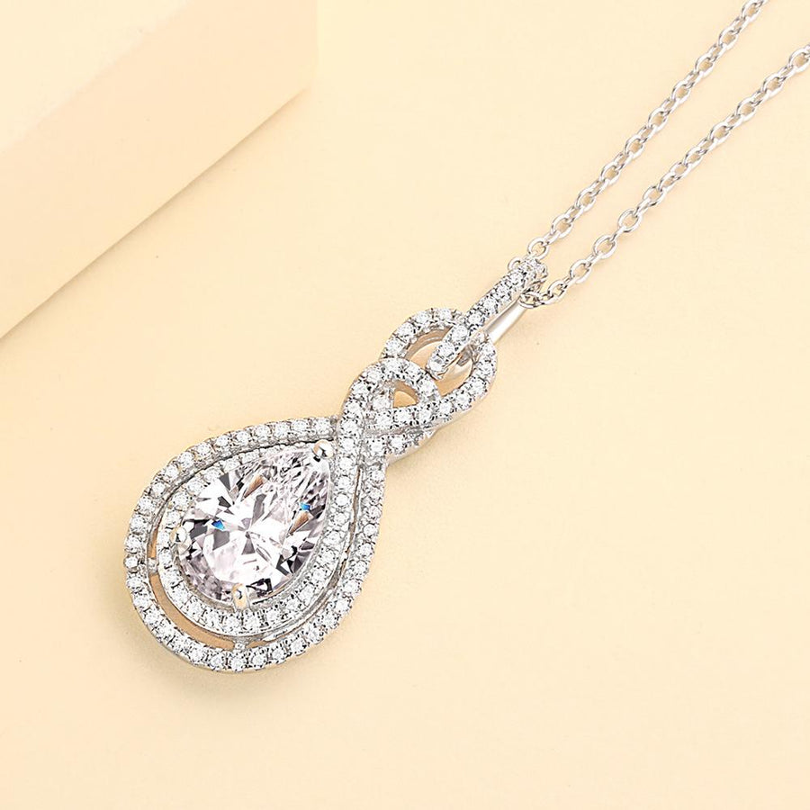 Halo Pear Cut Infinity Pendant Necklace Shineofidamond