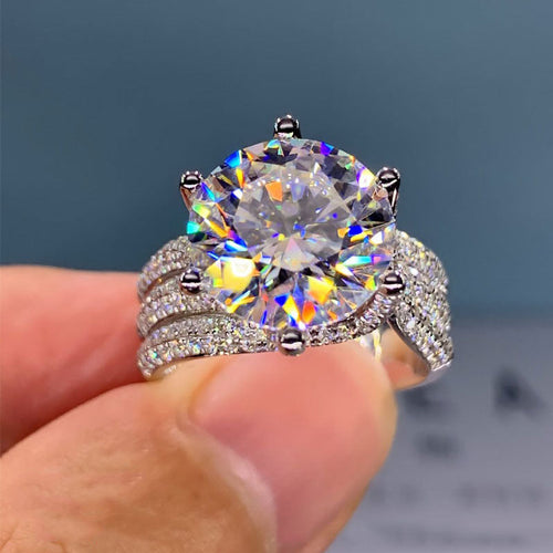 Luxury 6 Prong Twisted Band Round Cut Half Eternity Sterling Silver Engagement Ring Shineofdiamond