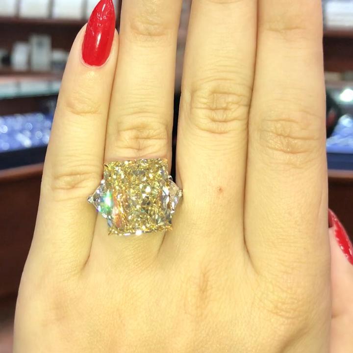 Radiant Cut Fancy Yellow Engagement Ring Shineofidamond