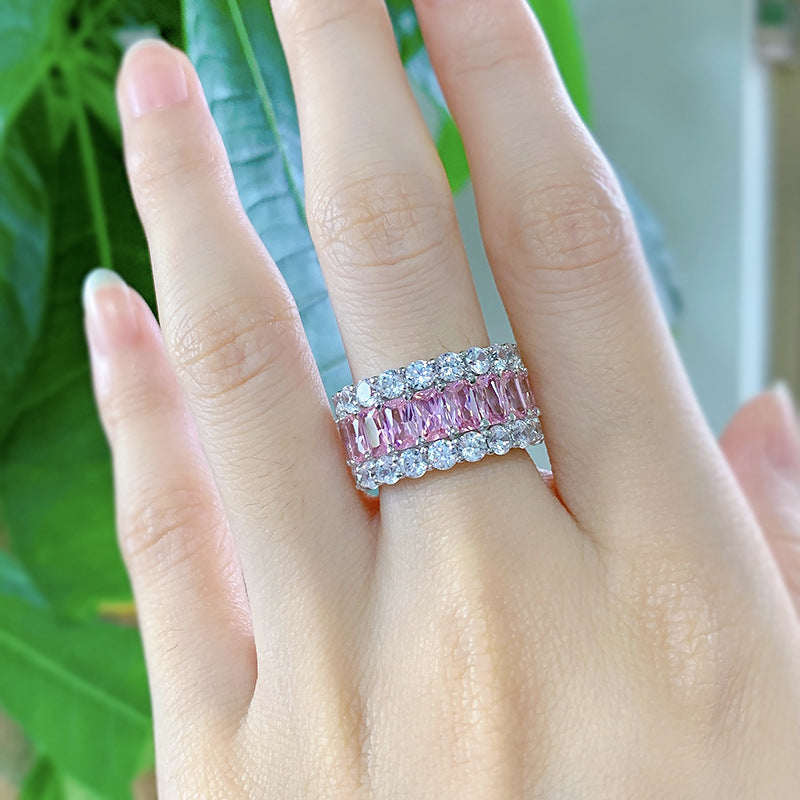 Gorgeous Triple Row Wedding Band in Sterling Silver shineofdiamond