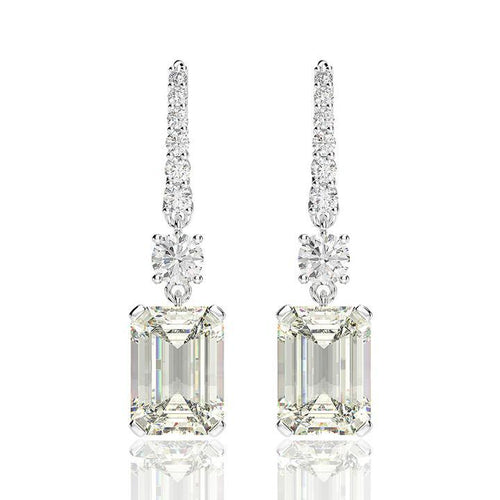 Emerald Cut Drop Earrings Shineofidamond