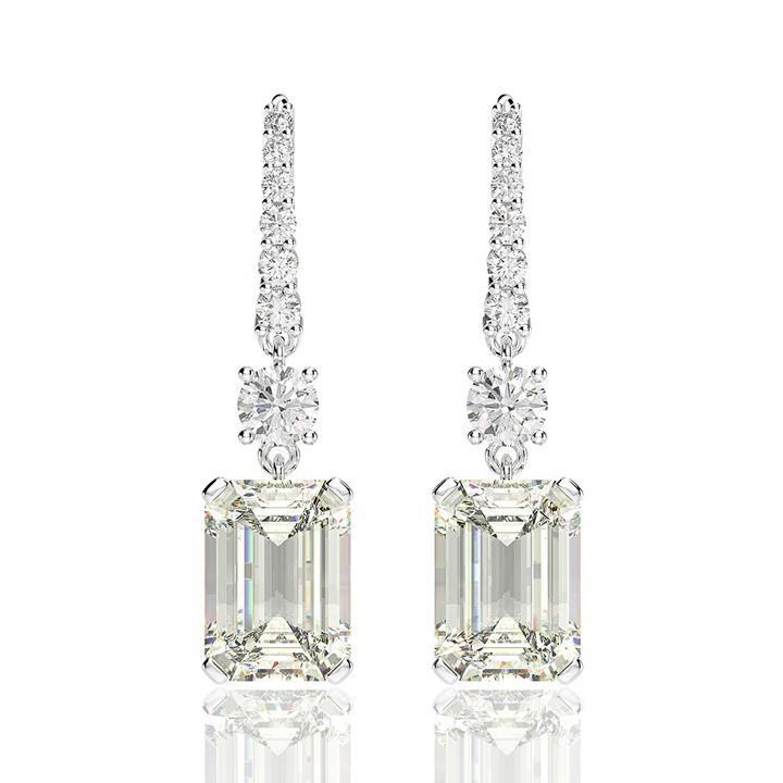 Emerald Cut Drop Earrings Shineofidamond