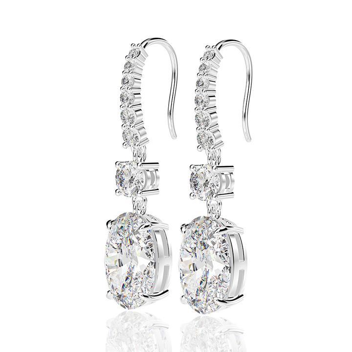 Vintage Sterling Silver Oval Drop Earrings Shineofidamond