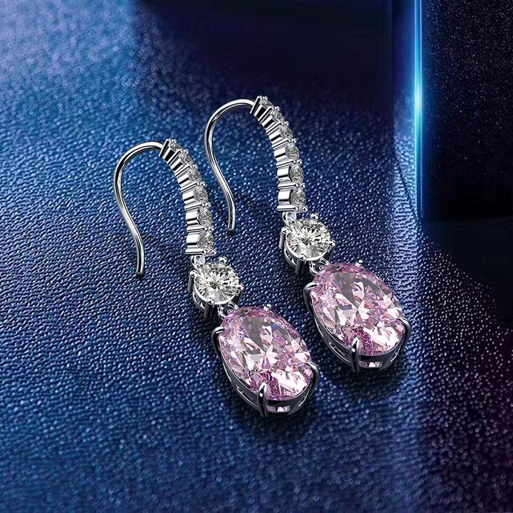 Vintage Sterling Silver Oval Drop Earrings Shineofidamond