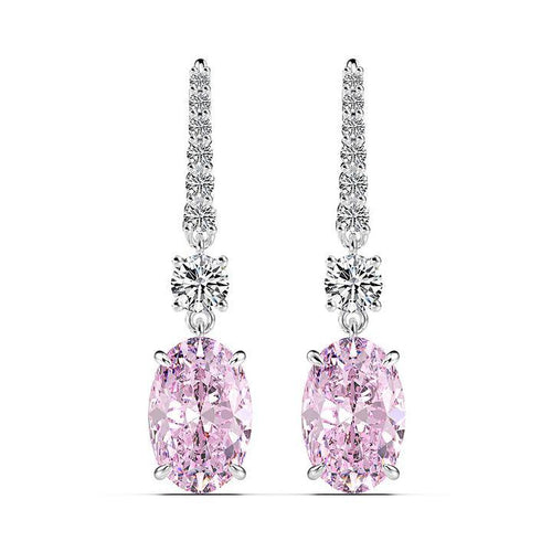 Vintage Sterling Silver Oval Drop Earrings Shineofidamond