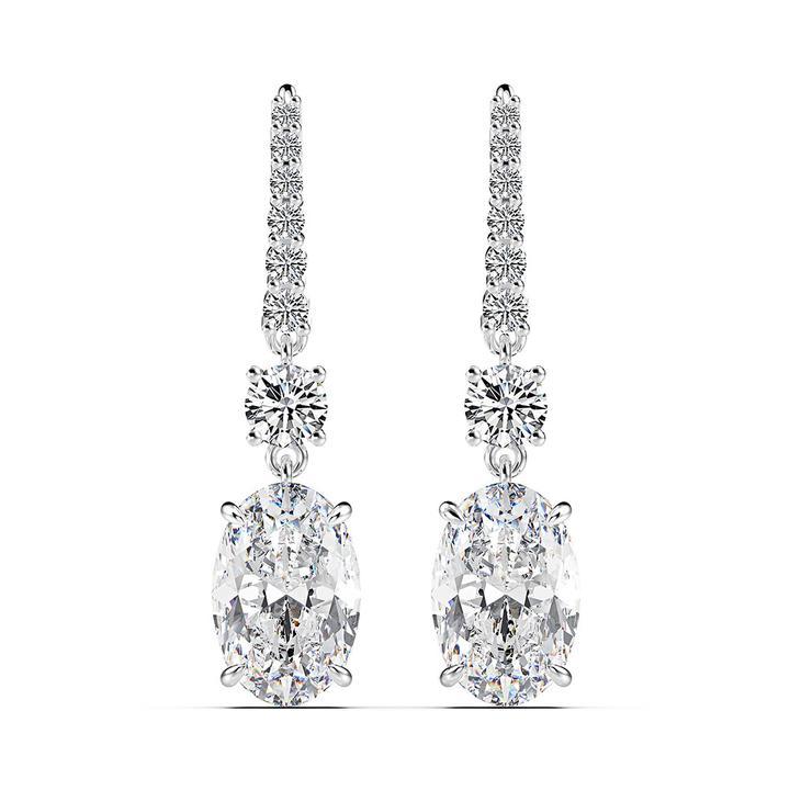 Vintage Sterling Silver Oval Drop Earrings Shineofidamond