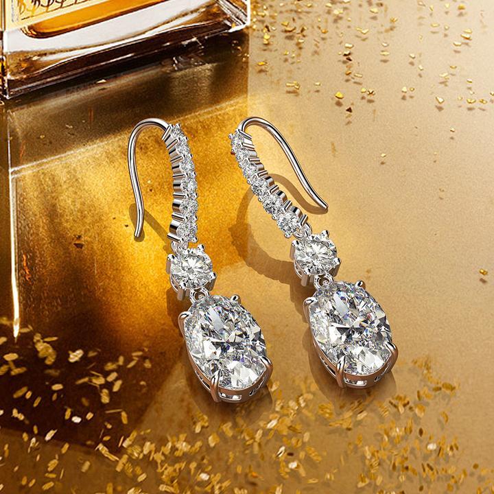 Vintage Sterling Silver Oval Drop Earrings Shineofidamond