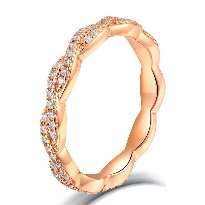 Rose Golden Twist Interweave Stackable Ring Shineofidamond