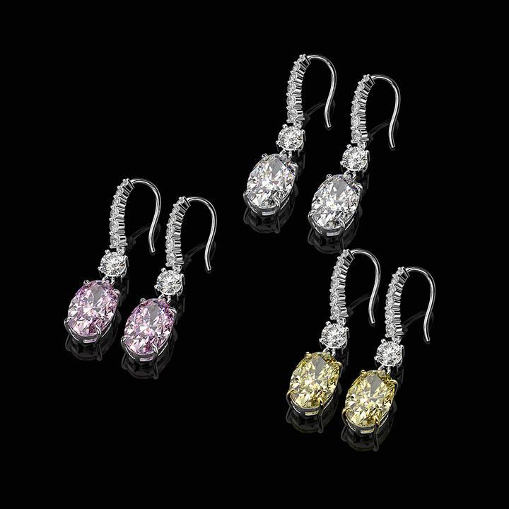 Vintage Sterling Silver Oval Drop Earrings Shineofidamond