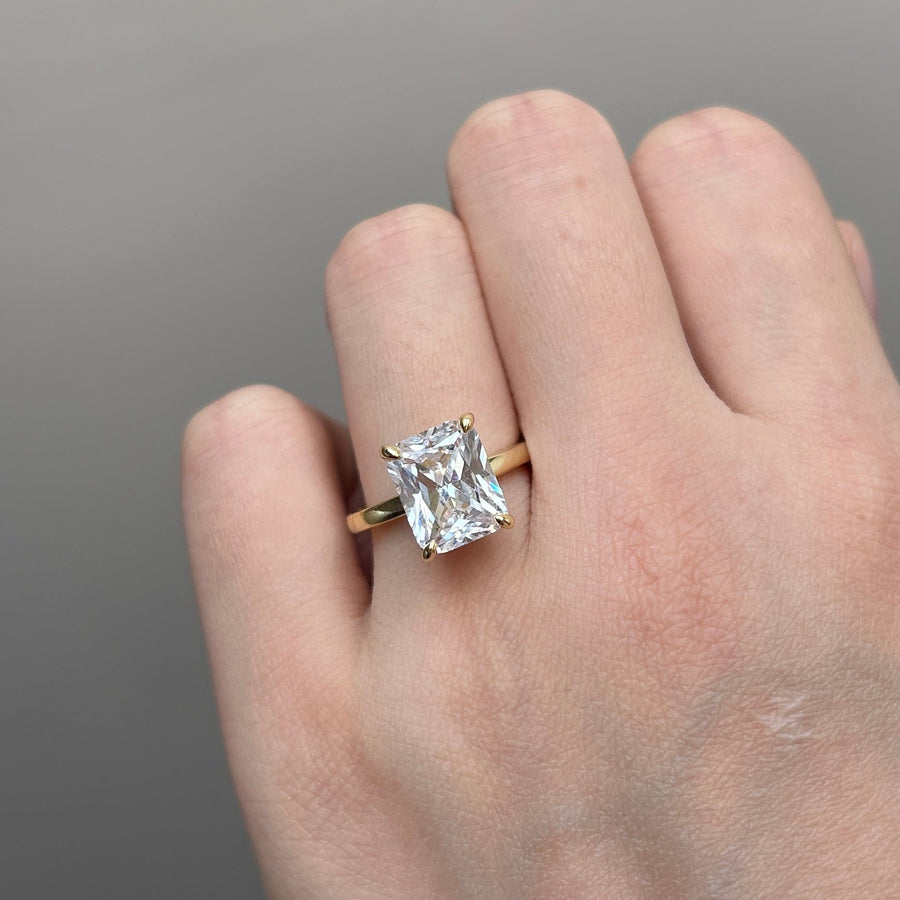 Radiant Cut Engagement Ring In Sterling Silver Shineofdiamond