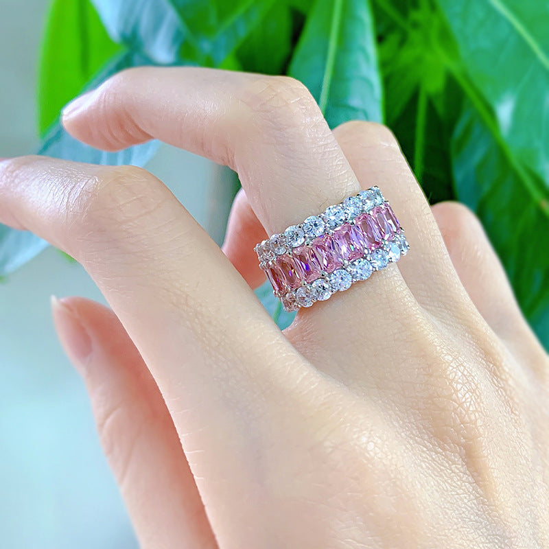 Gorgeous Triple Row Wedding Band in Sterling Silver shineofdiamond