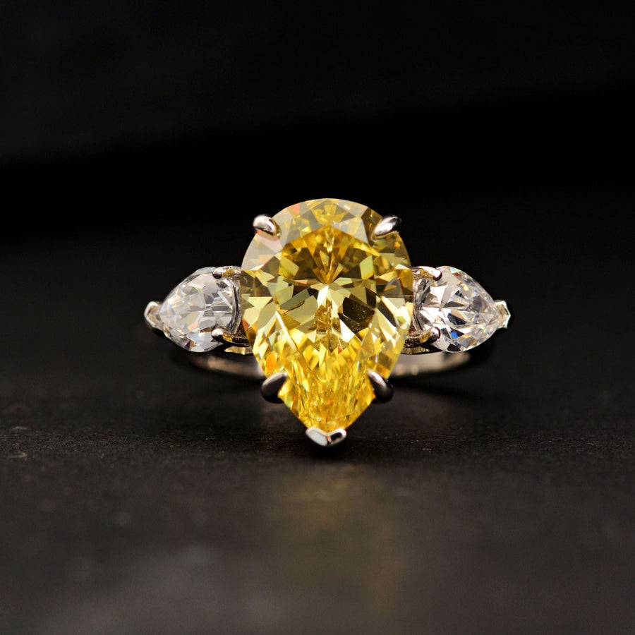 Classic Pear Cut Three Stones Sterling Silver Engagement Ring shineofdiamond