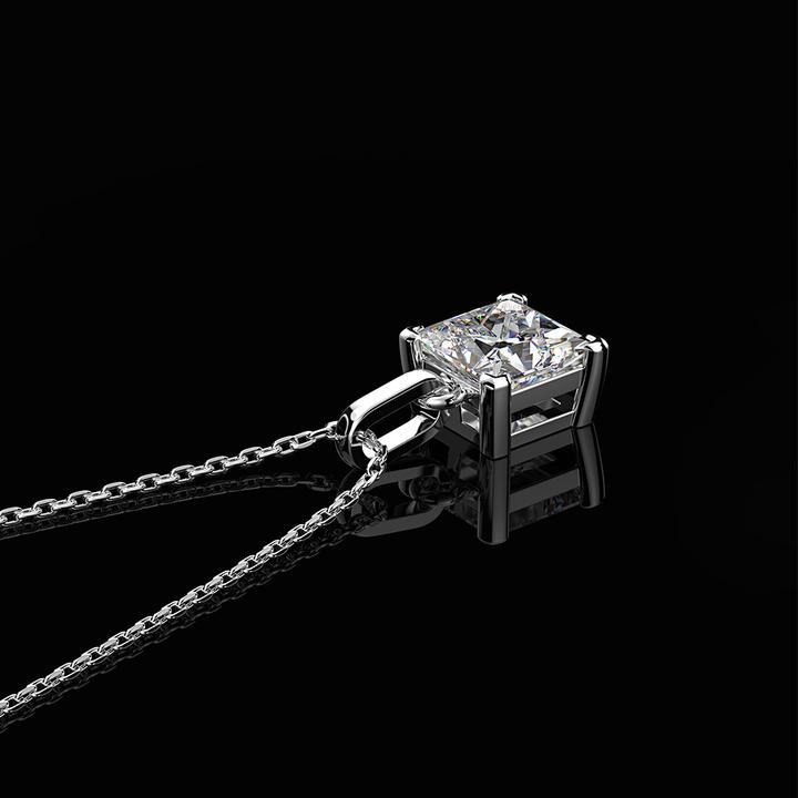 Mossanite Princess Cut Sterling Silver Pendant Necklace Shineofidamond