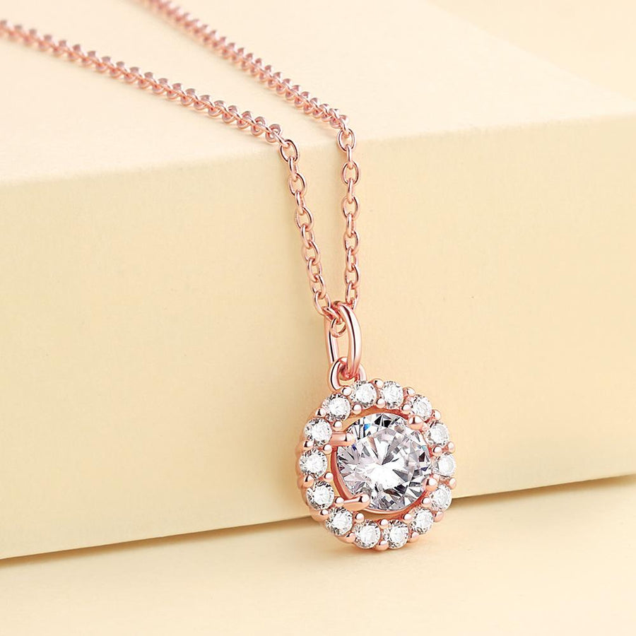Round Cut Halo Pendant Necklace Shineofidamond