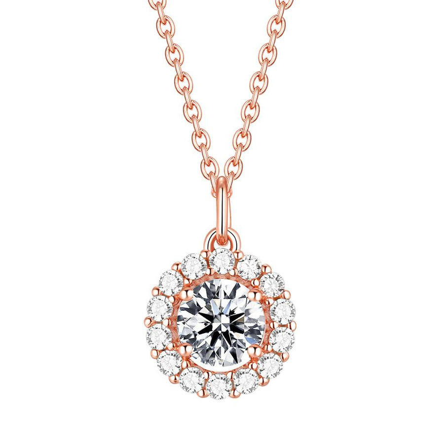 Round Cut Halo Pendant Necklace Shineofidamond