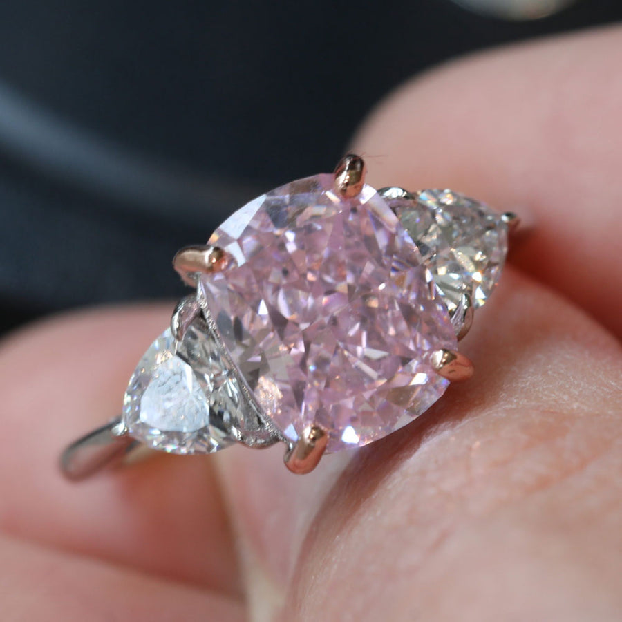 Pink Cushion Cut Engagement Ring Shine of Diamond
