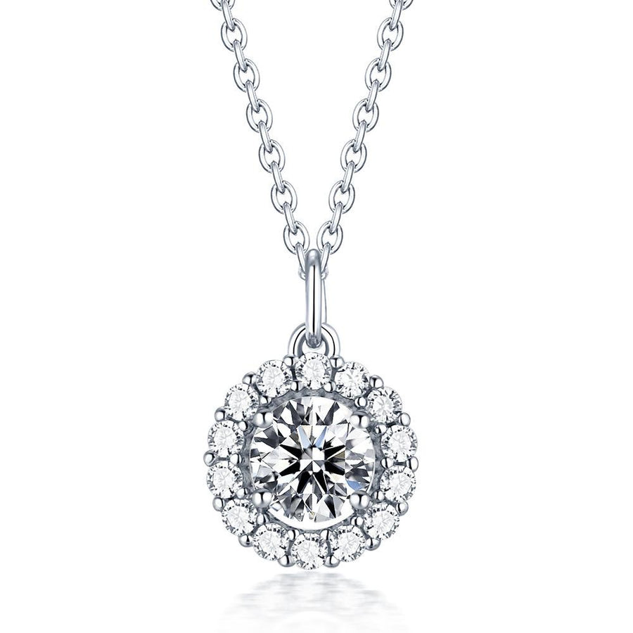 Round Cut Halo Pendant Necklace Shineofidamond