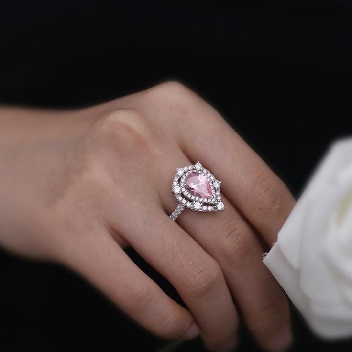 Double Halo Pear Cut 925 Sterling Silver Engagement Ring Shineofidamond