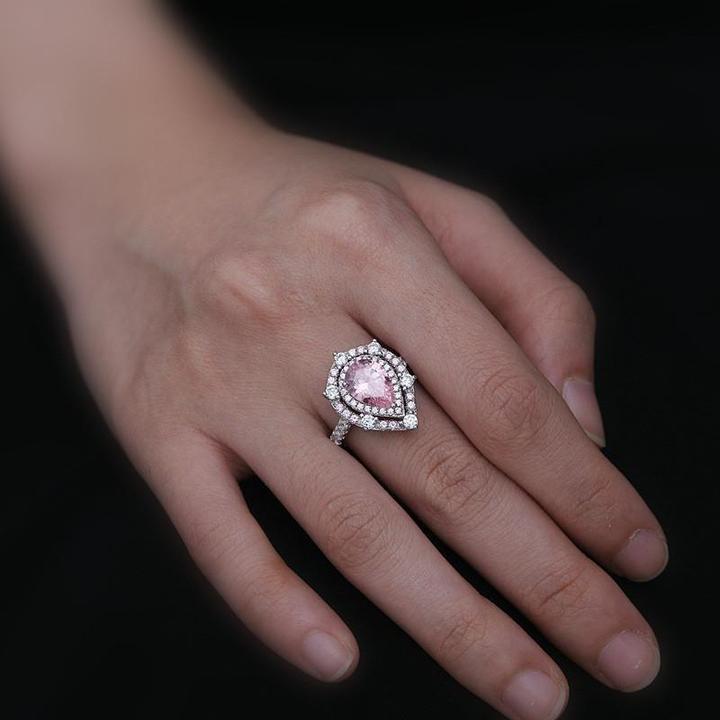 Double Halo Pear Cut 925 Sterling Silver Engagement Ring Shineofidamond