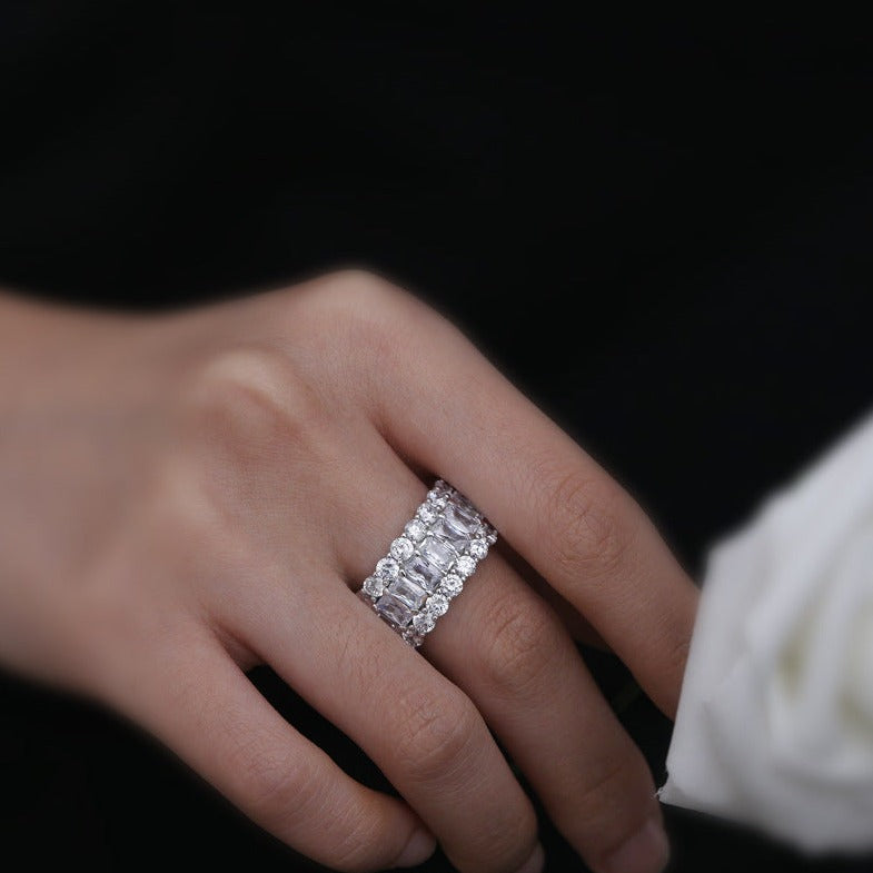 Gorgeous Triple Row Wedding Band in Sterling Silver shineofdiamond