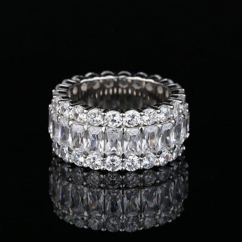 Gorgeous Triple Row Wedding Band in Sterling Silver shineofdiamond