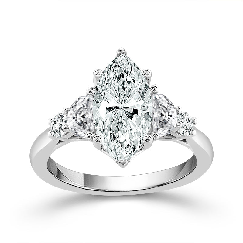 Gorgeous Marquise Cut Three Stone Engagement Ring in Sterling Silver Shineofdiamond