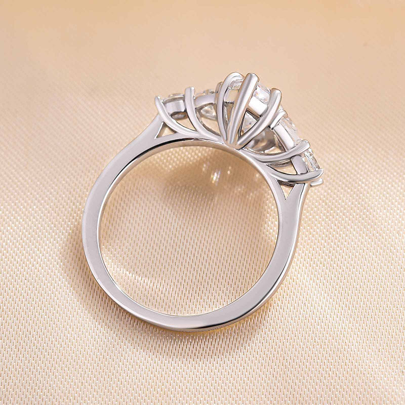 Gorgeous Marquise Cut Three Stone Engagement Ring in Sterling Silver Shineofdiamond