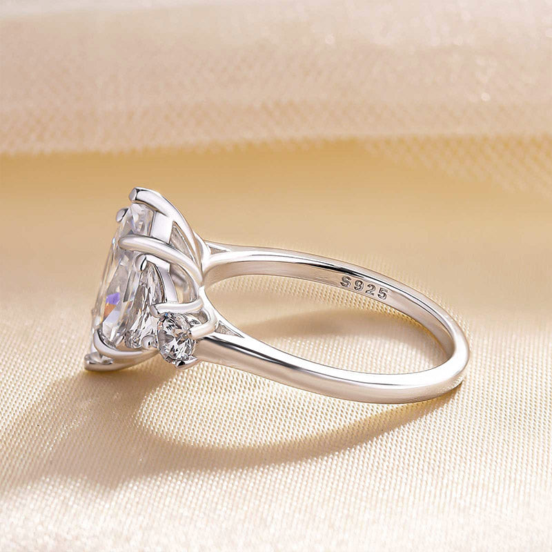 Gorgeous Marquise Cut Three Stone Engagement Ring in Sterling Silver Shineofdiamond
