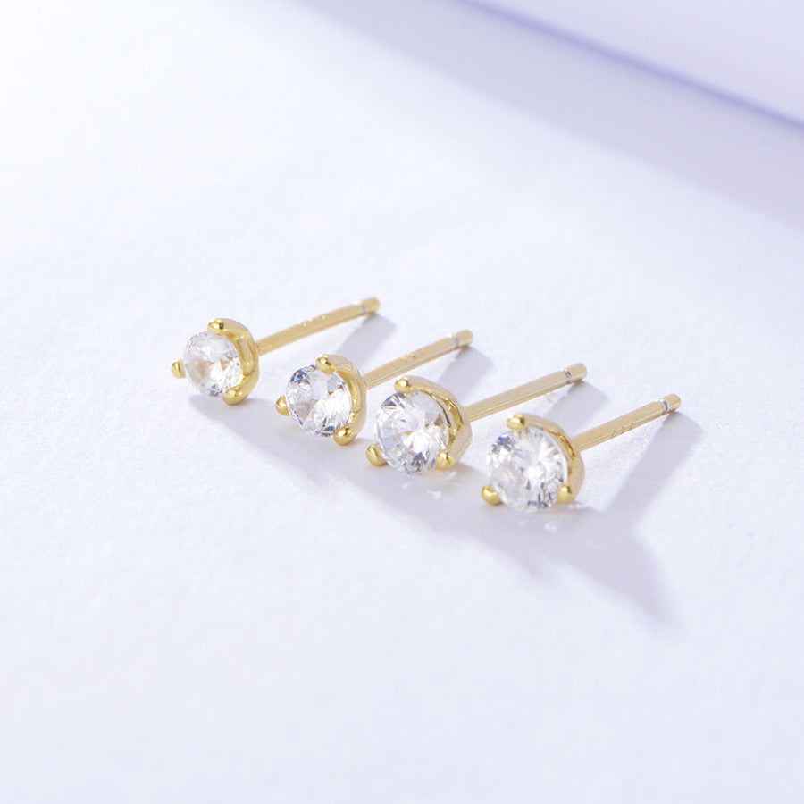 3 Prog Stud Earrings in Sterling Silver Shine of Diamond