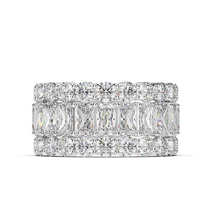 Sterling Silver Gorgeous Tripe Row Wedding Band Shineofdiamond
