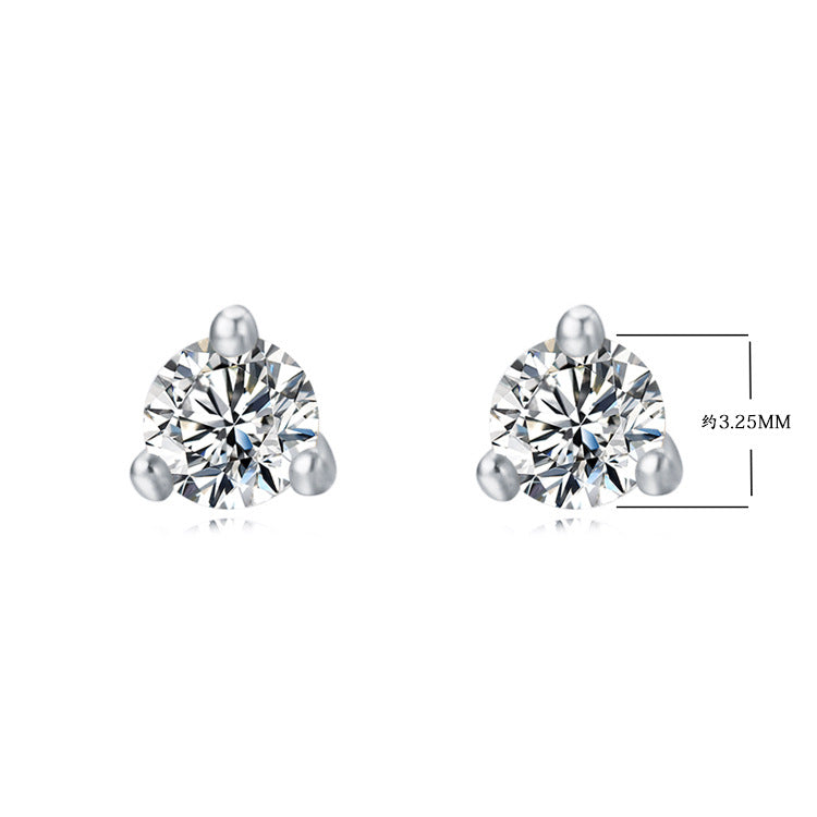 3 Prog Stud Earrings in Sterling Silver Shine of Diamond