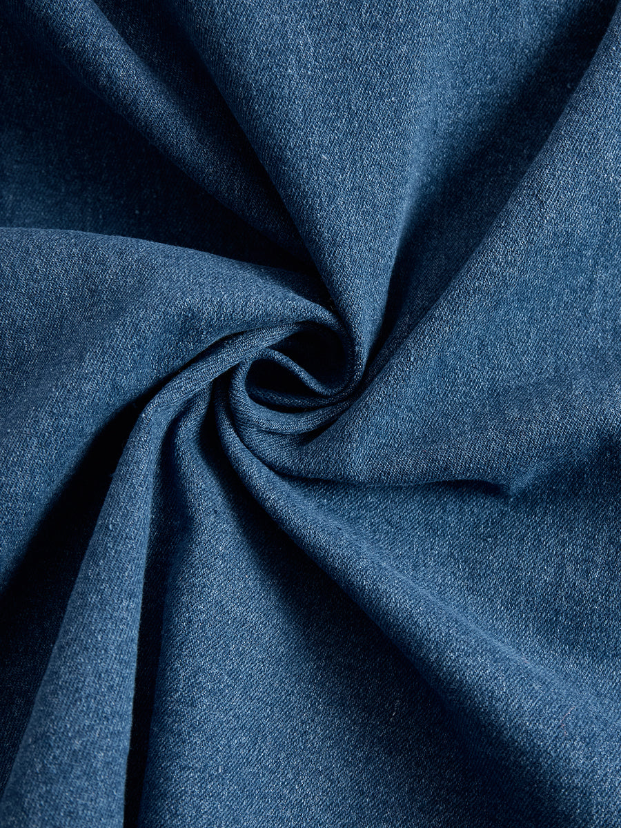 Elegant Zippered Belted Denim Midi Dress HWT