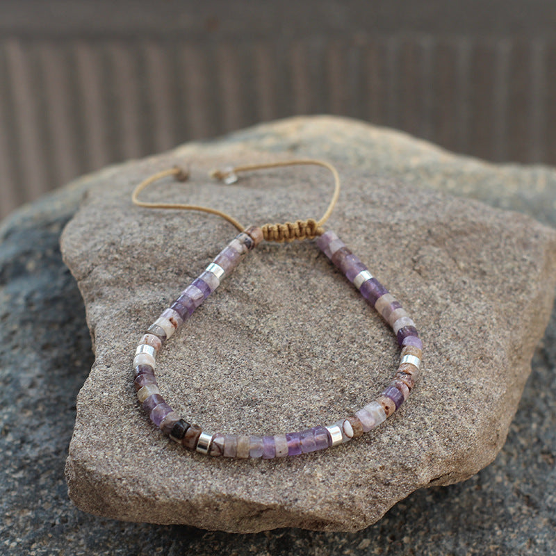 Adjustable Natural Stone Beaded Dainty Bracelet Shine of Diamond