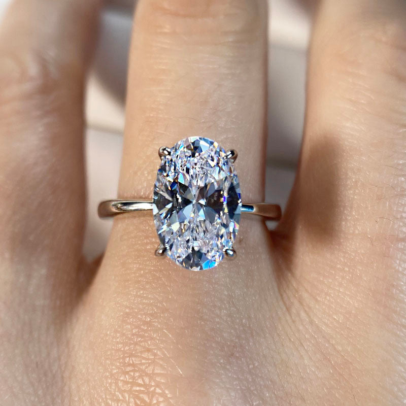 Simple Oval Cut Wedding Bridal Set In Sterling Silver Shineofdiamond