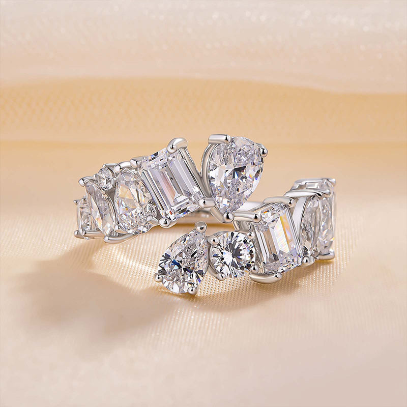 Irregular Design Wedding Band In Sterling Silver Shineofdiamond