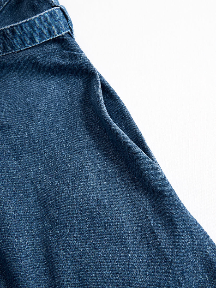 Elegant Zippered Belted Denim Midi Dress HWT